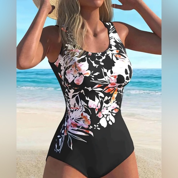 Other - NEW 1 Piece Swimsuit- black multicolor floral #SW-1P-0009